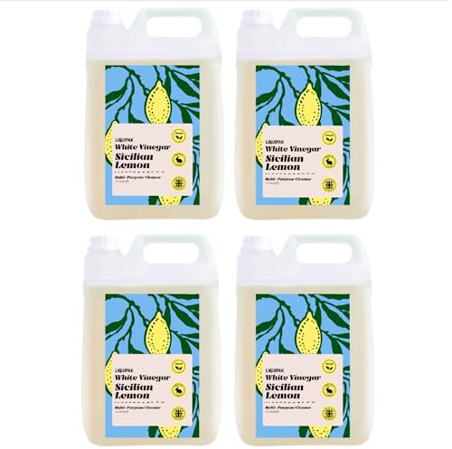 Liquipak White Vinegar Sicilian Lemon Multi-Purpose Cleaner, Vegan & Cruelty-Free, 2x5 Litres – Powerful Cleaning Agent, Bulk Pack, Versatile, Ready to Use