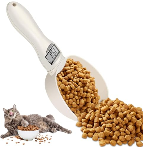 Sporgo Balance de cuisine numérique 1 g Précision : 800 g Balance de cuisine numérique avec écran LCD Cuillère doseuse amovible pour nourriture pour chien, lait en poudre, épices et aliments