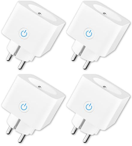 Prise Connectée Alexa WiFi (FR) 16A Suivi de Consommation Électrique Type E ANTELA Prise Intelligente compatible avec Google Home, Smart Life APP, Minuterie, 4PCs