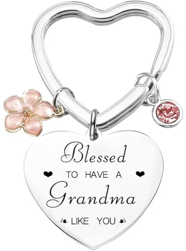 Tecreo Grandma Gifts nyckelring present, mormor nyckelring födelsedagspresenter, mamma. Dagspresenter till mormor från barnbarn, barnbarn, hjärthänge