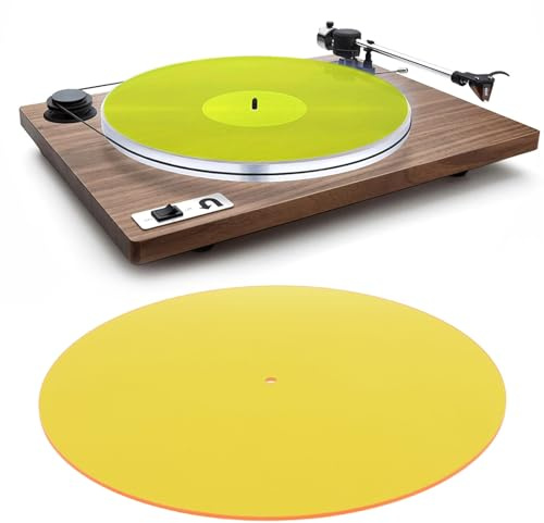 Skivbordsmatta Skivtallrik Slipmatta Lågt ljud akryl skivspelare Platter Slip Mats för 12 tums skivspelare (Gul)