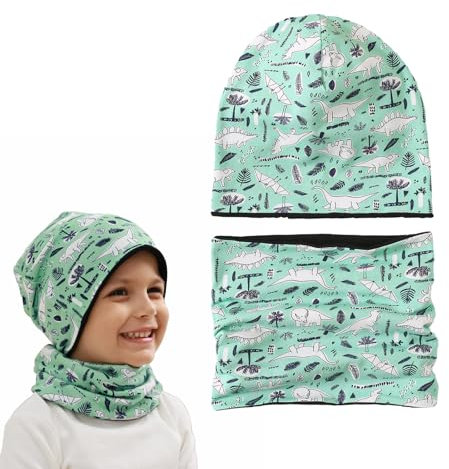 Kinder Beanie Mütze Schal Schlauchschal Set, Loop Kinder Mit Beanie Mütze, Baumwolle Mütze Loop Schal Sets, Weich Beanie Winddicht Schlauchschal Kinder, Herbst Winter Baby Mütze Jungen Kinder Schal