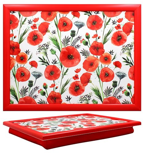 Lesser & Pavey Red Poppy Fields - Bandeja Acolchada con diseño Floral, Adecuada para Comer, Laptop, Escritorio en casa y Mucho más