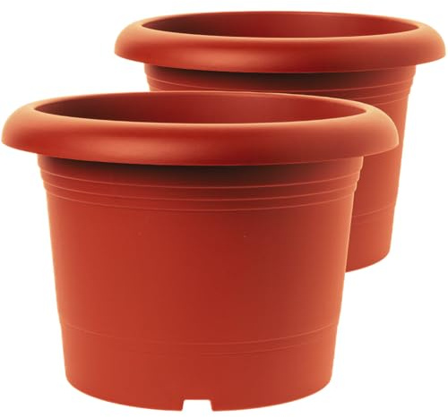 SUSTANIA Lot de 2 pots de fleurs de qualité supérieure en terre cuite : 30 cm - Pot de fleurs de qualité supérieure - Fabriqué en Allemagne pour toutes les conditions météorologiques !