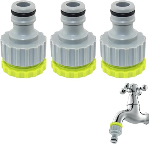 Nevoluxer Adaptateur de Robinet 3 pièces pour Tuyau d'arrosage, raccord de Tuyau 2 en 1, connecteur de Tuyau 1/2 Pouce 3/4 Pouce en Plastique, pour raccord Robinet Tuyau arrosage