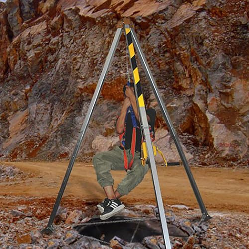 Treppiede di salvataggio in alluminio, protezione anticaduta per treppiedi con cintura di sicurezza/gambe telescopiche/verricello di sollevamento, kit di spazio limitato per lavorare in luoghi alti