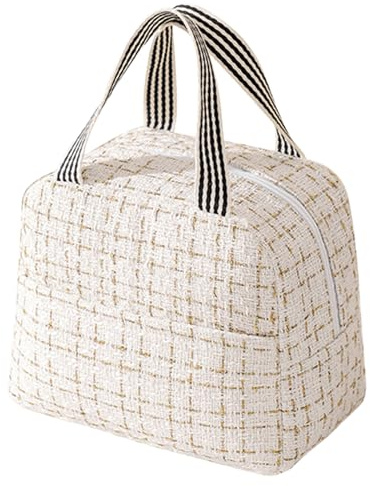 HTTDSLF Bolsa Termica Porta Alimentos, Bolsa Comida Trabajo, Bolsa de Almuerzo para Mujer, Bolsa De Almuerzo Para Oficina, para Almuerzo, Oficina, Viaje, Pícnic o Colegio (Beige)