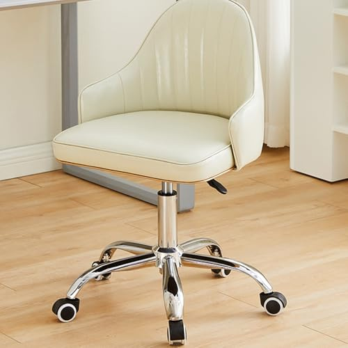 Silla cosmética giratoria de piel sintética con reposabrazos y ruedas para oficina, hogar, tienda, diseño cómodo
