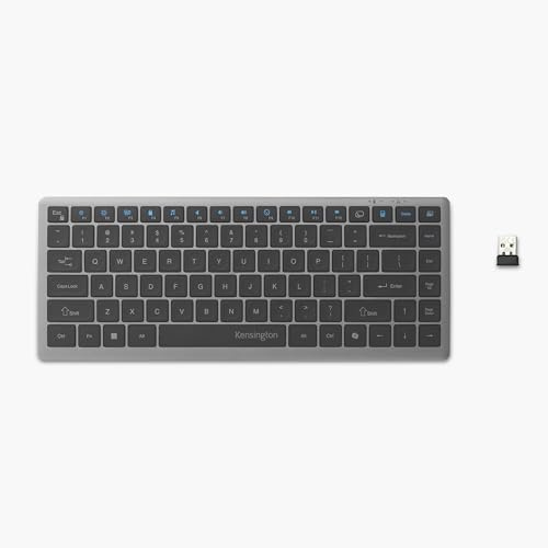 Kensington KB435 Wireless Compact Keyboard, Bluetooth & 2.4GHz Connection, Quiet Scissor-Switch Keys, Programmable, Copilot Hotkey, Compatible with Windows, Black (K75409NA)