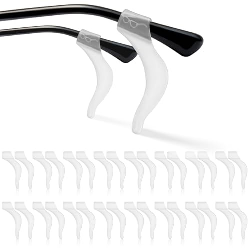 Quelcc 16 Pairs Eyeglass Ear Cushions, Glasses Ear Grips, Anti-Slip Glasses Ear Grip Hooks, Glasses Grips Behind Ears, Silicone Glasses Ear Grips for Spectacle Sunglasses Reading Glasses Eyewear