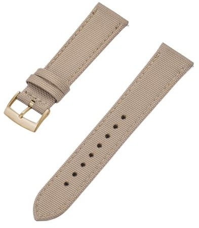 HuanJ Bracelet De Montre En Toile Voile Imperméable, Bracelet Cuir, 18 Mm, 20, 22, Nylon À Dégagement Rapide(Khaki-Gold Buckle,22mm)