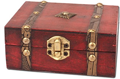 OUNONA Coffre au trésor en bois - Avec verrou de style vintage - Boîte de rangement et organisateur pour bijoux, boîte pour