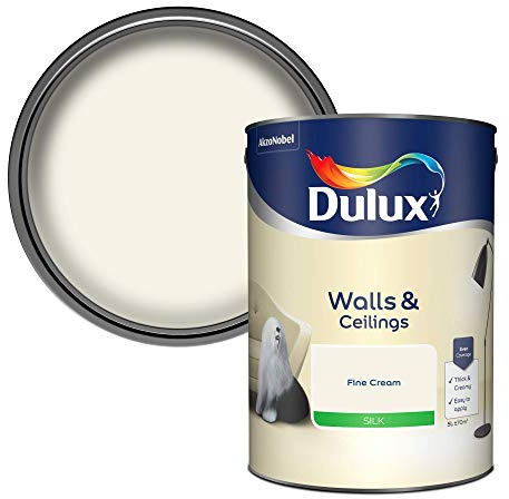 Dulux Walls and Ceilings Silk Emulsion Paint, Fine Cream, 5 Liters