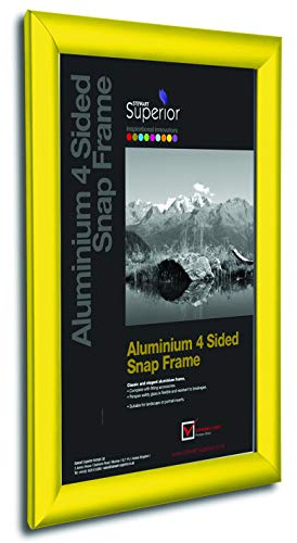 Stewart Superior A2 Aluminium 4 Sided 25mm Front Loading Picture/Poster Snap Frame - Yellow
