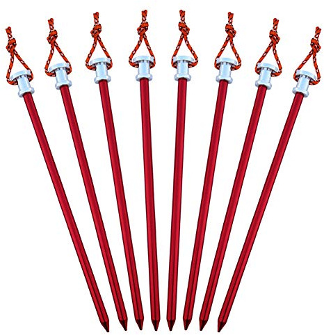 Tent Stakes Pegs 9 inch, Lightweight Aluminum Alloy Tent Canopy Nail for Outdoor Camping, Hiking, Picnic Blanket, Beach Mat, Yard Fence 8 Pack