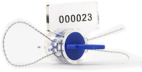 Leadseals(R) Anti-Tamper Twist Tight Roto Security Meter Seals High Electric Security Utility Plastic Padlock Gas Meter Seals Numbered (Pack of 100 PCS) with Stainless Wire (100 m) (Blue)