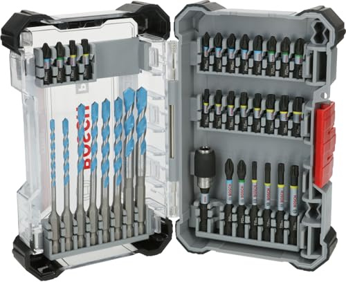 Bosch 35 x PRO Impact Mixed Set de 35 piezas (para hormigón, azulejos blandos, 200 x 107 mm, accesorios profesionales, destornillador, destornillador)