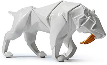 Amoy-Art Animal Figura Escultura Dinosaurio Estatua Leopard Regalo Modern Decorativa Interior Arte Resina Decoración del Hogar 24cm