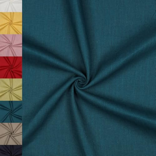 MAGAM-Stoffe Julia 100% Leinen Stoff uni Oeko-Tex Meterware 50cm (13. Petrol)