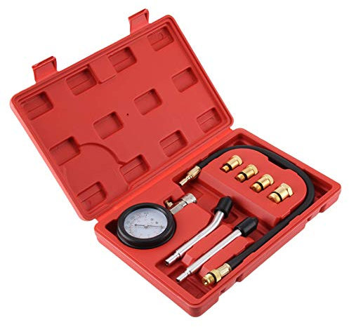 Trintion Engine Compression Test Kit Compression Tester Automotive Petrol Pressure Gauge Diagnostic Tool with Plastic Case Petrol for Vehicles and Motorcycles