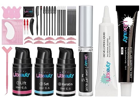 Libeauty Wimpernlifting Set mit Farbe Schwarz, Lash Lifting Set mit Farbe Schwarz, Hält 6-8 Wochen, Schnelle Anwendung in 30 Minuten, Schnelles Lifting und Voluminöse Wimpern, Als Geschenk Geeignet
