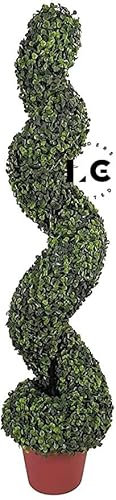 Artificial Boxwood Spiral Topiary Trees for Indoor Outdoor Decor, UV Stable Outdoor Use Height (1redpotspiral100cm)