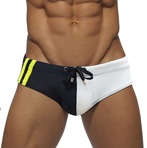 Baotung BT0X0BH016 - Bañador para hombre (ajustable, para deportes acuáticos), Negro y blanco, M