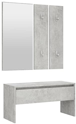 vidaXL Set di Mobili da Corridoio Grigio Cemento in Legno Multistrato
