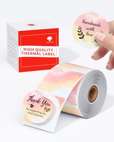 Memoking Rundes Etiketten für M110/M120/M200/M220/M221 Etikettendrucker, 50x50mm (1.96 x 1.96) Thermisches Rundes Farbverlaufsetikett für Barcode/Logo/Geschenketiketten/Dankeschön-Etiketten