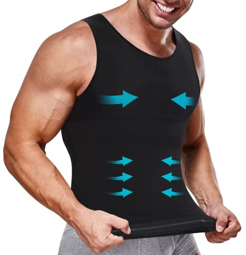 Junlan Compressione Shapewear Canotta Contenitiva Snellente Intimo Modellante Dimagrante Fascia Pancia Sportivo Fitness Canottiera Maglia Contenitiva Uomo (3X-Large, Nero)