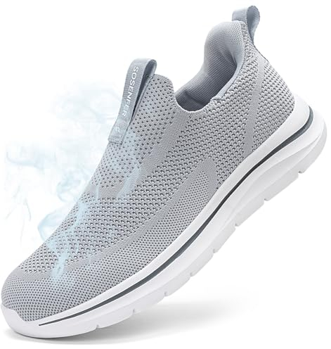 Sosenfer Schuhe Herren Slip On Sneaker Fitness Turnschuhe Atmungsaktiv Ohne Schnürsenkel Walkingschuhe Hand-Free Freizeit Schlupfschuhe für Gym-QIANHUI-43