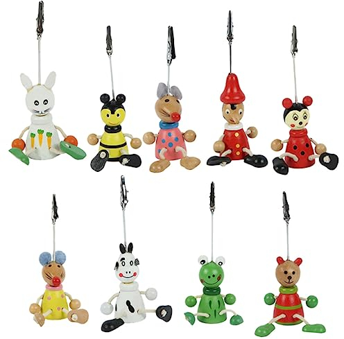 EXCEART 9stücke Teiliges Cartoon Tischkartenhalter Aus Holz Fotoclips Für Notizen Und Bilder Retro Design Für Büro Und Zuhause Dekorative Memo Clips