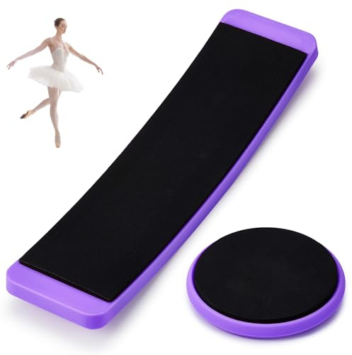 Motionchic 2 Pcs Portable Turning Board Figure Ice Skating Spinner for Ballet Dancers Ice Skaters Gymnasts Cheerleaders Training Improving Balance Pirouette Equipment (Purple)