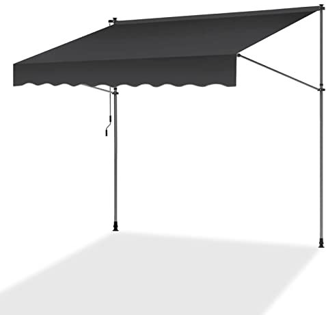 Tenda da sole a braccio articolato retrattile con manovella regolabile in altezza per terrazza, casa, giardino, balcone, protezione solare beige (200 cm)