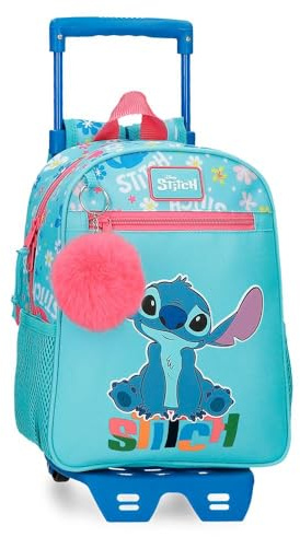 Joumma Disney Aloha Stitch Zaino Scuola con Carrello Blu 23x28x10 cm Poliestere