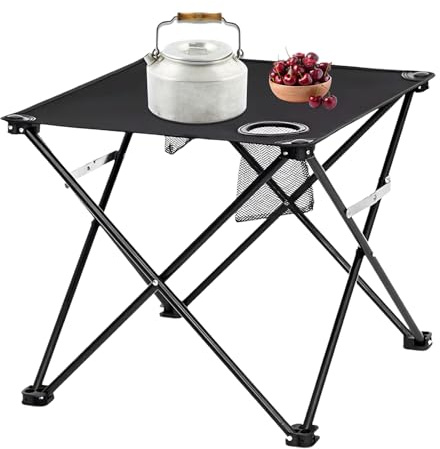 Genérico Folding Camping Table, Small Folding Table with 2 Cup Holders, Outdoor Portable Desk for Dining Room Travel Garden Patio Home Beach
