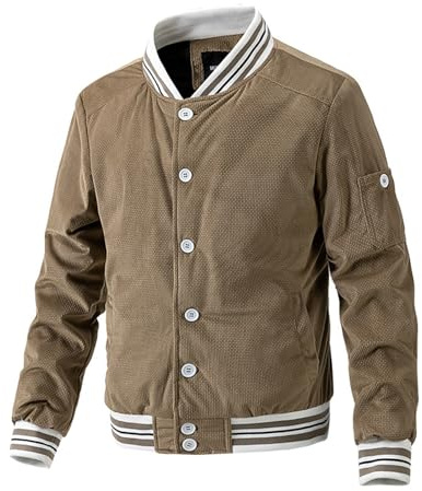 SOOUICKER College Jacke Herren Oldschool Winterjacke Cord Bomberjacke Winter College Cordjacke Vintage Baseball Jacke Retro Übergangsjacke Sportlich Elegant