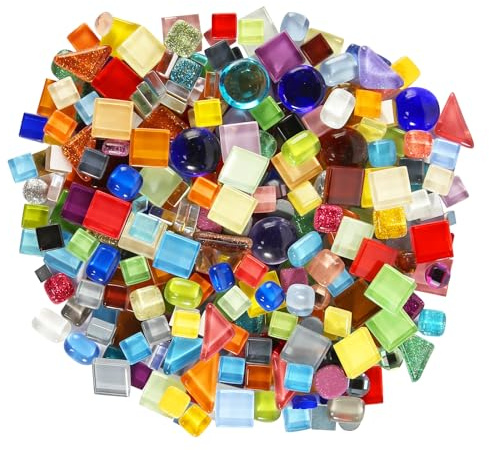 Bunt Mosaiksteine, 500g Bunt Polygon Mosaikfliesen, Mosaiksteine zum Basteln Set Mini Sortierte Mosaik Steine für Wohndekoration DIY Kunsthandwerk Fotorahmen