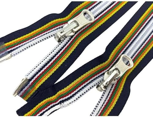 AMANTE NSF - Cerniera Multicolor con 2 Cursori Reversibili Metallo Argento, Zip a Spirale in Nylon per Riparazione Giubbotti e Giacche (80)