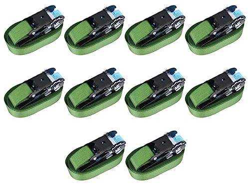 Lumanois Correas de sujeción de trinquete 10 Unidades Verde 800 Dan 6 m,Cadenas,Alambre y Cuerda,Correas de Amarre,2.53kg-148894