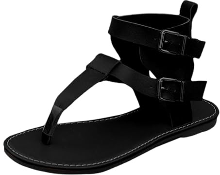 Générique Été Neuf talon bas pince orteils chaussures pour femmes romaines mode confortable boucle de ceinture plat haut sandales