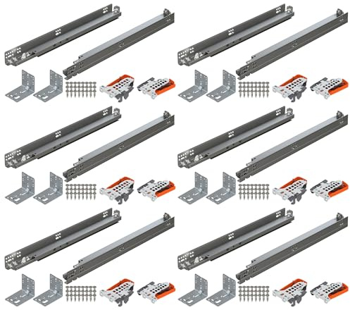 Blum Tandem Plus BLUMOTION Concealed Undermount Drawer Slides (Runners) Kit, 18-Inch, Full Extension, Soft-Close, Steel, 100 lb. Load Capacity for Wood Drawers (2 Kits)