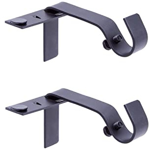 Kenney Fast Fit 5/8 No Measure Curtain Rod Brackets, Matte Black
