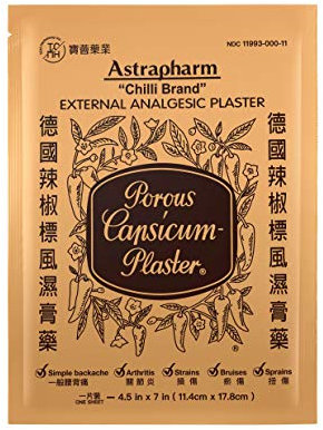 Chilli Brand Plaster Porous Capsicum Heat Patch for Arthritis & Back Muscle Knee Gout Neck Pain - Extra Strength Pain Relief Plaster, 7 x 4.5(Size: L, 4 Sheets)