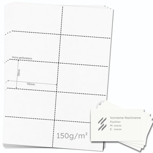 OfficeGear Printable Business Cards 10-up (25 Sheets - 250 Pack) 59mm x 105mm Perforated Custom Printable 150gsm Corporate Name Cards