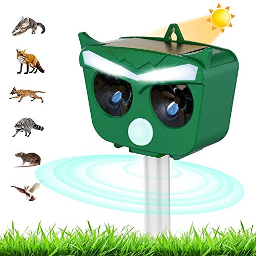 Solar Ultrasonic Flash Animal Repellent, Waterproof Repellent, Ultrasonic Cat Repellent for Garden, Dog Repellent, Marten Repellent, with Solar Powered and Flash Against Cats