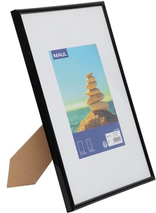 MAUL cornice foto 21x30 cm MAULart | Cornice per foto in plastica con intarsio passe partout | Cornici foto per formato orizzontale e verticale | Ideale per le foto | Nera