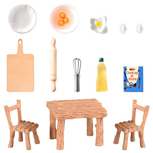 TOPJOWGA Miniatura Casa de Muñecas Decoración, 13 Piezas Casa de Muñecas Accesorios de Navidad, Cocina en Miniatura Set, Accesorios para Casa de Muñecas, Adornos en Miniatura de Navidad