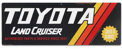 Toyota Land Cruiser Försäljnings- och servicemetallskylt – retro Toyota-skylt för garage, butik eller mansgrotta
