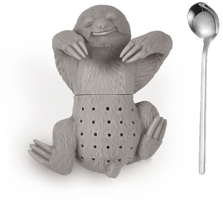 BRIOTA Silikon Teesieb Teekugel-Tier-Figur (Faultier) - Tier Infuser Mit Feinmaschigem Sieb, Wiederverwendbar Für Teekannen/Tassen - Lustiges Geschenk Für Teeliebhaber